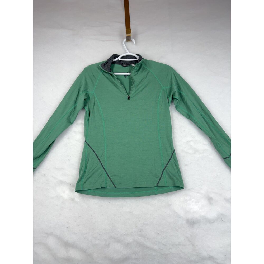 Ibex women's small green Merino Wool Quarter Zip layer
